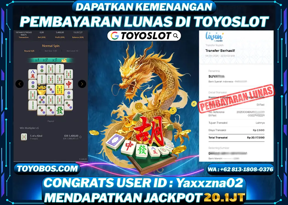 TOYOSLOT - BUKTI KEMENANGAN Mahjong Ways 2 Rp20,117,000,- LUNAS
